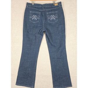 BANDOLINOBLU Womens Blue Denim Bootcut Jeans Size 16 Embellished Pockets